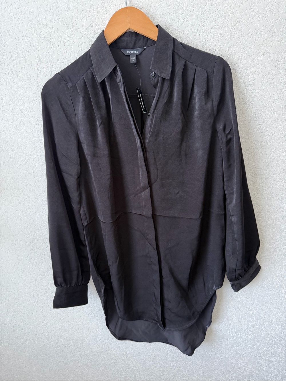 Express Woman Black Lightweight Button-Up Shirt